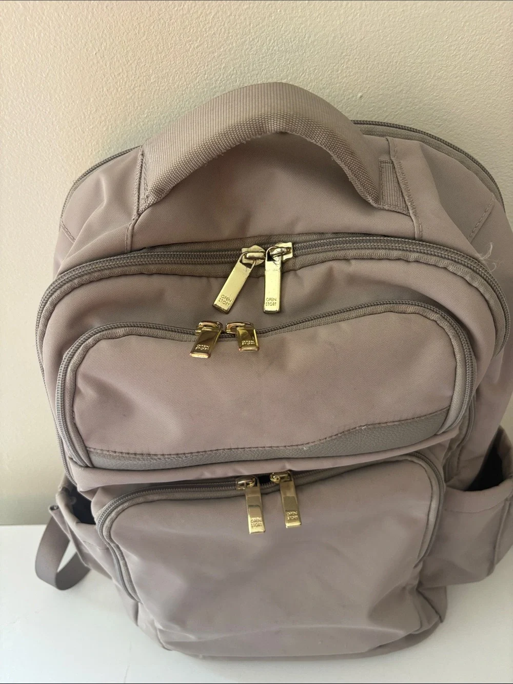 Neutral Gray Women's Backpack with Multiple Pockets